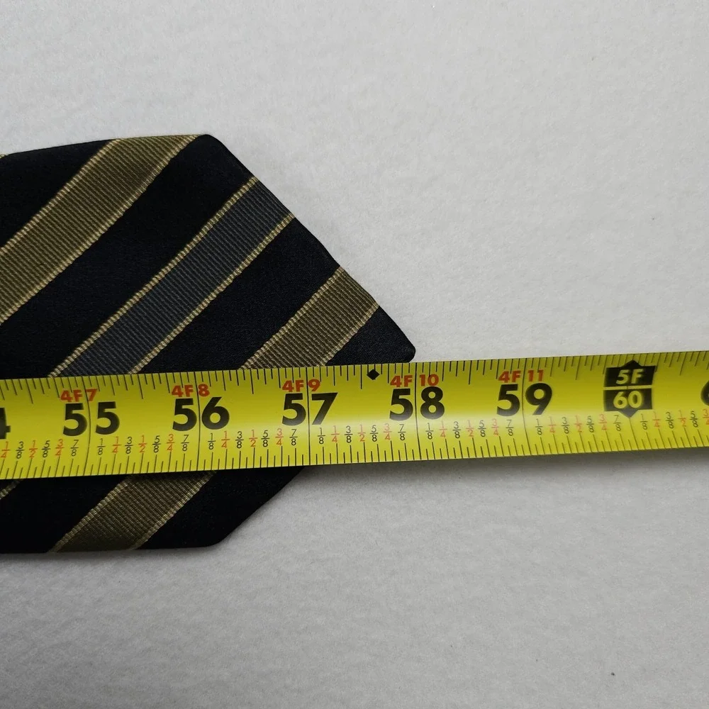 Robert Talbott Tie Black Brown Striped Mens REPP Necktie 100% Silk Designer USA